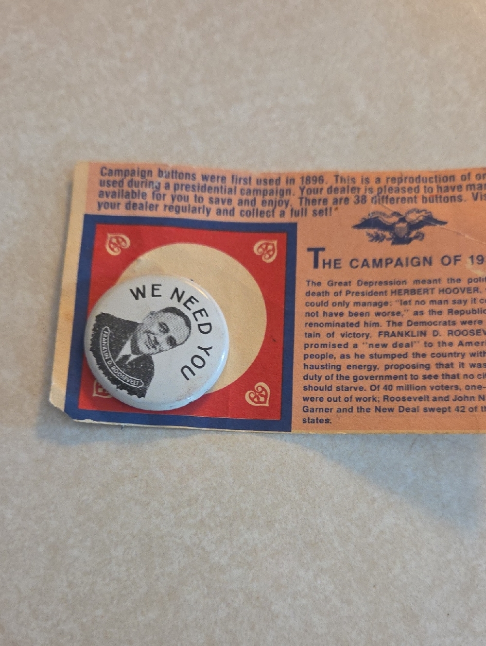 Vintage Political Campaign Pin - 'We Need You'